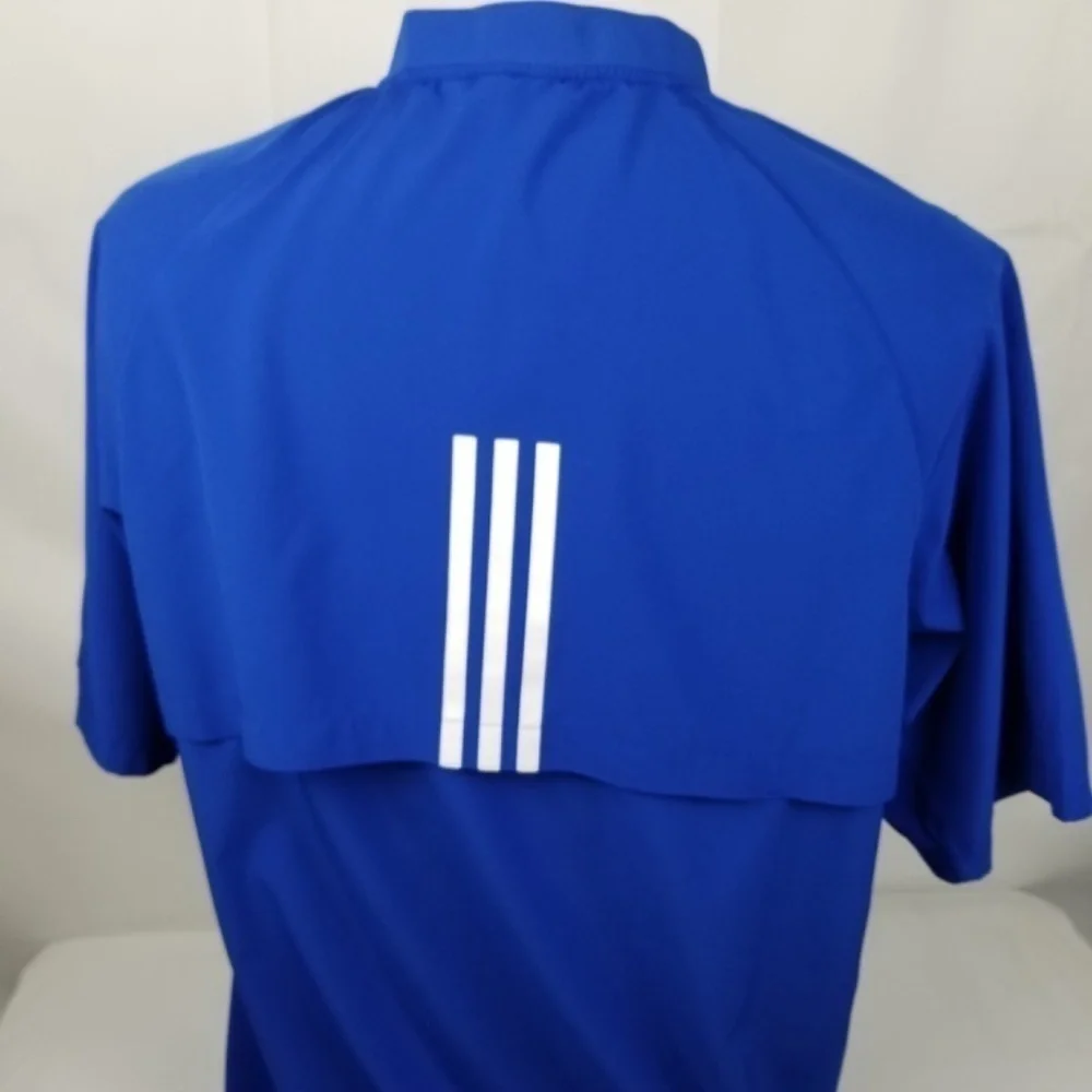 ADIDAS-  Mens Medium M  Royal Blue/White Pipe Pullover Windbreaker Quarter Zip